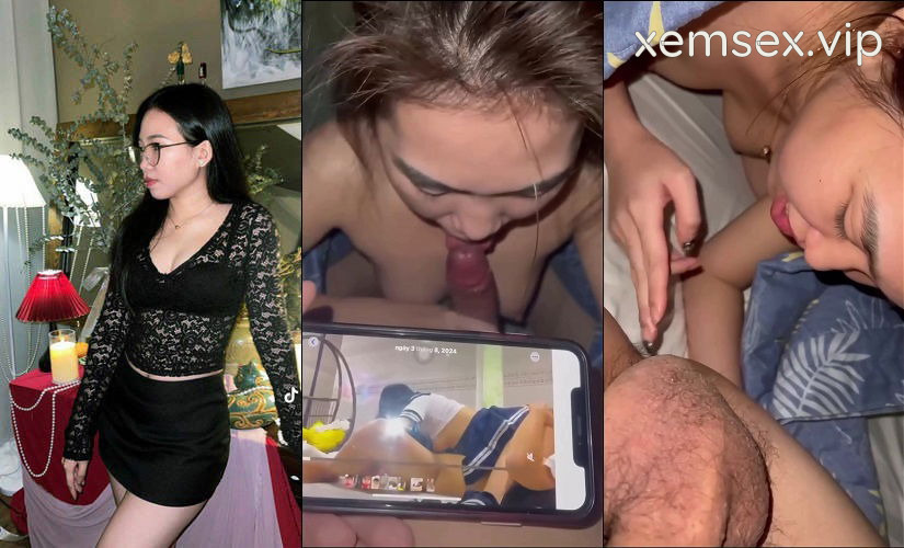 Em gái kính cận bú liếm còn định lấy tay chọt đít anh
